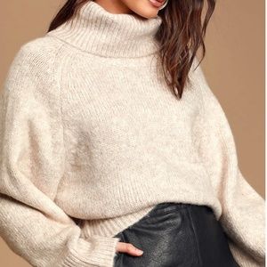 Cuddle Weather Heather Beige Turtleneck Sweater